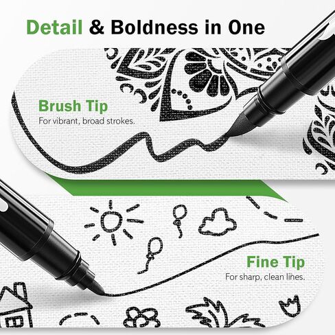 Gain-Art Black Fabric Markers, Dual-Tip Fabric Markers Permanent for Clothes, Non-Toxic Fabric Paint Pens for Personalizing Shirts Bags Hats Canvas, and Textiles in Saudi Arabia