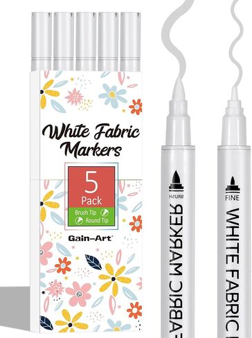 Gain-Art Black Fabric Markers, Dual-Tip Fabric Markers Permanent for Clothes, Non-Toxic Fabric Paint Pens for Personalizing Shirts Bags Hats Canvas, and Textiles in Saudi Arabia