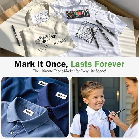 Gain-Art Black Fabric Markers, Dual-Tip Fabric Markers Permanent for Clothes, Non-Toxic Fabric Paint Pens for Personalizing Shirts Bags Hats Canvas, and Textiles in Saudi Arabia