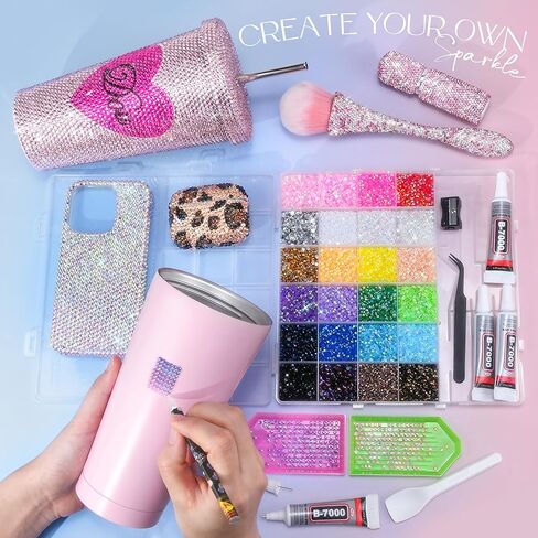 35000 Pcs Resin Jelly Rhinestones Kit, Multicolor 3mm Flatback Rhinestones with 4 Pcs B7000 Jewelry Glue & Tools, All-in-One Bedazzling Kit for DIY Arts & Crafts Gifts in Kuwait