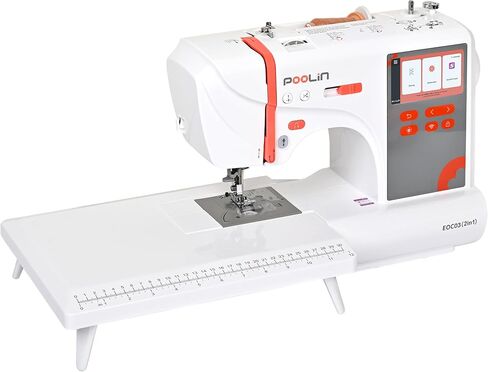 PooLin EOC03 Embroidery Machine 4x4 & 4x9.25 Embroidery Area for Beginners, Easy Operation System, 130 Built-in Designs, 8 Fonts, WiFi Design Transfer, Home DIY Embroidery Machine with Starter Kit in Saudi Arabia