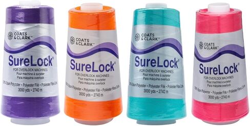 Coats & Clark - SureLock Serger Thread - 4 Cones (Purple, Tangerine, Bahama, Bright Fuschia) in Kuwait