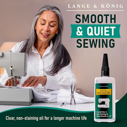 Lange & König 3.4 Oz Sewing Machine Oil Set Including 1" & 1.5" Precision Oil Applicators & 5X Specialized Deep Cleaning Brushes - Sewing Supplies, Sewing Products (Crystal Clear) in Kuwait