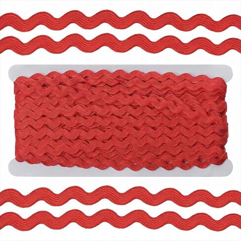 Jeffdad Rick Rack Trim for Sewing, 5 mm 27 Yards Red Wave Bending Fringe Trimming, Red Lace Ribbon Trim for DIY Sewing Crafts Gift Wrapping Wedding Christmas Party Decor in Kuwait