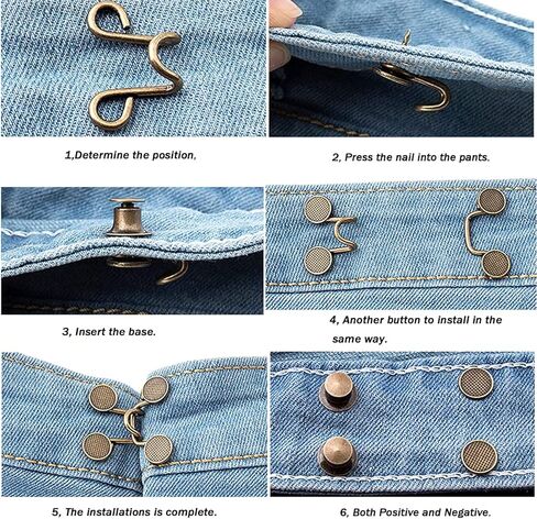 48 Pieces Adjustable Waist Buckle Extender Set, 8 Set 4 Style Jean Button Pins No Sewing Pants Clips for Waist in Kuwait