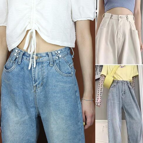 48 Pieces Adjustable Waist Buckle Extender Set, 8 Set 4 Style Jean Button Pins No Sewing Pants Clips for Waist in Kuwait
