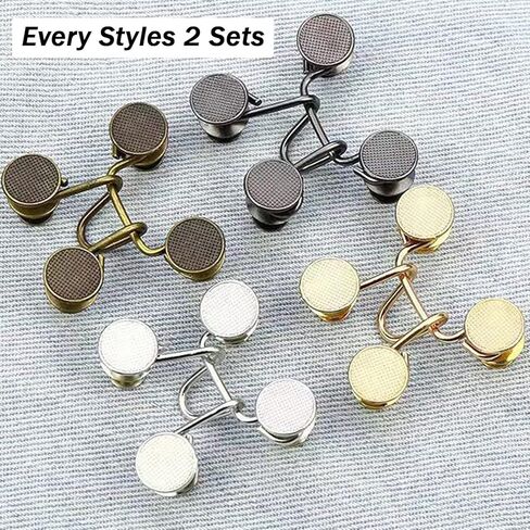 48 Pieces Adjustable Waist Buckle Extender Set, 8 Set 4 Style Jean Button Pins No Sewing Pants Clips for Waist in Kuwait