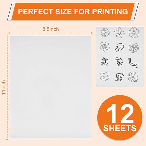 FURWEY 12PCS 8.5"x11" Wash Away Embroidery Stabilizer – Self Adhesive & Printable, Water Soluble Paper for Hand and Machine Use in Kuwait