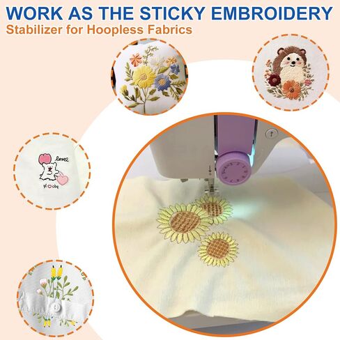 FURWEY 12PCS 8.5"x11" Wash Away Embroidery Stabilizer – Self Adhesive & Printable, Water Soluble Paper for Hand and Machine Use in Kuwait