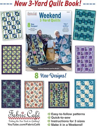 Fabric Café Weekend 3-Yard Quilts Book – 8 Fast & Easy Beginner Quilt Patterns | Make a Quilt in a Weekend | Uses Only 3 Yards of Fabric | No Half-Square Triangles | Lap, Twin & Queen/King Sizes in Kuwait