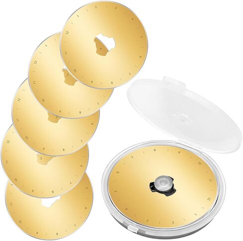 Titanium Coated Rotary Cutter Blades 60mm, 5 Pack Replacement Blades for Fabric, Sharp and Durable Rotary Cutting Blades for Quilting, Scrapbooking, Sewing, Arts & Crafts (5pack 60mm) in Kuwait