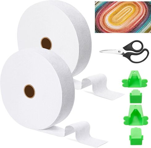 Jelly Roll Batting 2 1/2 Inch Cotton Polyester Blend Quilt Batting Roll for Rugs Total 100 Yards Needle Punched Batting Strips with Fabric Tube Makers Scissors for Quilting, Rugs, Sewing Projects (2) in Kuwait