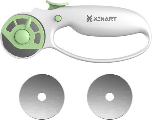 XINART 45mm Rotary Cutter for Fabric Safety Lock Ergonomic Classic Comfort Loop Fabric Small Rotary Cutter for Sewing Quilting Crafting (Extra 2pcs Replacement Blades Included)-Green in Saudi Arabia