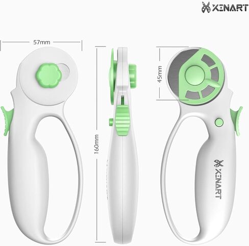 XINART 45mm Rotary Cutter for Fabric Safety Lock Ergonomic Classic Comfort Loop Fabric Small Rotary Cutter for Sewing Quilting Crafting (Extra 2pcs Replacement Blades Included)-Green in Saudi Arabia
