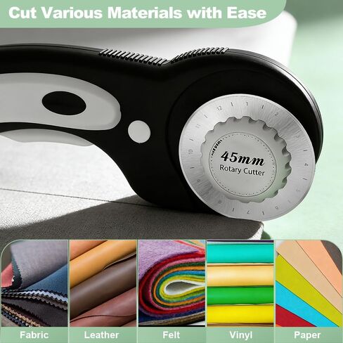 شفرات قاطعة دوارة 45 مم 10 قطع من Zyphioca، تناسب Fiskars وOLFA وTruecut، مجموعة شفرات بديلة من الفولاذ الفاخر للنسيج والجلد، حادة للغاية ومتينة لحرف خياطة اللحف in Kuwait