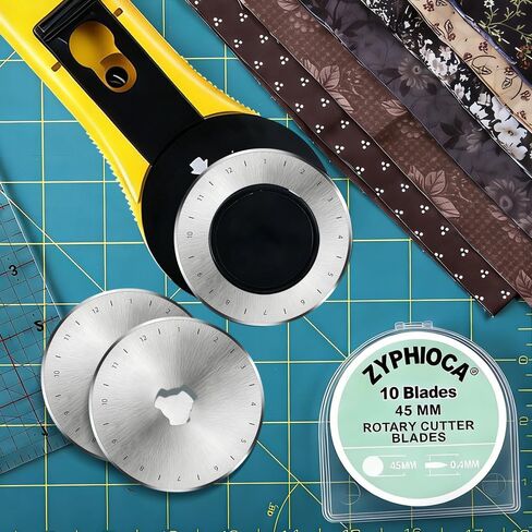 شفرات قاطعة دوارة 45 مم 10 قطع من Zyphioca، تناسب Fiskars وOLFA وTruecut، مجموعة شفرات بديلة من الفولاذ الفاخر للنسيج والجلد، حادة للغاية ومتينة لحرف خياطة اللحف in Kuwait