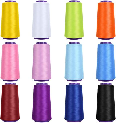 12 Pack Woolly Nylon – Serger Thread Cones, 2000M Each Spool Overlock Thread, PolyesterThread for Serger&Overlock Machine Use,Low Stretchy in Kuwait