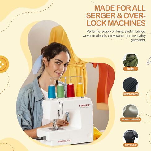12 Pack Woolly Nylon – Serger Thread Cones, 2000M Each Spool Overlock Thread, PolyesterThread for Serger&Overlock Machine Use,Low Stretchy in Kuwait