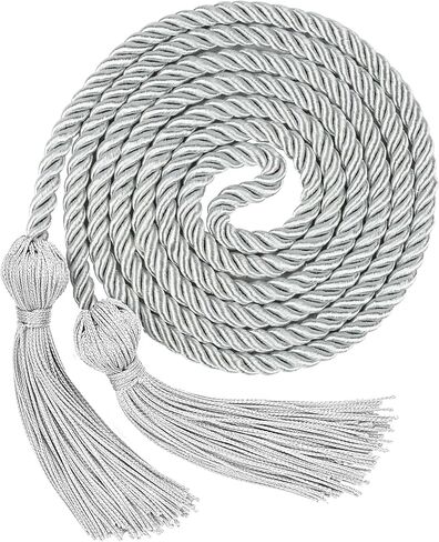Graduation Honor Cord, Class of 2026, Silver, 67" Long Braided Cord with Tassels, Premium Polyester Commencement Cord for Bachelor, Master, Doctoral Gown in Saudi Arabia