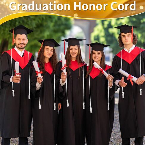 Graduation Honor Cord, Class of 2026, Silver, 67" Long Braided Cord with Tassels, Premium Polyester Commencement Cord for Bachelor, Master, Doctoral Gown in Saudi Arabia