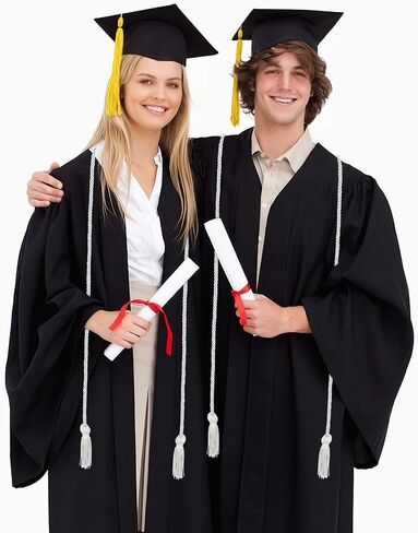 Graduation Honor Cord, Class of 2026, Silver, 67" Long Braided Cord with Tassels, Premium Polyester Commencement Cord for Bachelor, Master, Doctoral Gown in Saudi Arabia