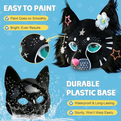 قناع ثيريان أسود ملبد مسبقًا، مجموعة قناع القط والثعلب ذات الفراء DIY مع نسيج الصوف المطبق مسبقًا، تخطي العمل الفوضوي، صديق للمبتدئين، ملحقات غنية مثل شبكة العين والفراء الصناعي، مثالية للحفلات التنكرية والحرف اليدوية in Kuwait