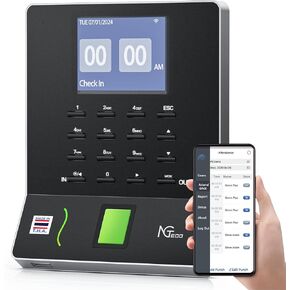 ساعة زمنية لتطبيق NGTeco للشركات الصغيرة، نظام تسجيل بصمات الأصابع البيومترية وPIN، ساعات واي فاي 2.4 جيجا هرتز في الجهاز للموظفين مع تطبيق iOS/Android، بدون رسوم شهرية in Kuwait