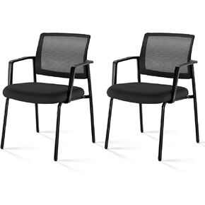 Sweetcrispy Stackable Mesh Guest Visitor Reception Chairs - Ergonomic Lumbar Support for Waiting Conference Meeting Room, Office School Lobby and Church, Space Saving, Black in Kuwait