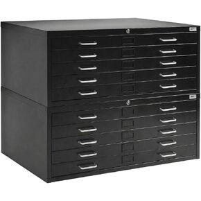 AdirOffice Flat File Cabinet - Heavy Duty 10-Drawer Blueprint Sheets Storage, 35" x 46" Great for Documents Sized 30" x 42", Ideal for Artists, Art Files, Engineers, Architects, Offices - Black in Saudi Arabia