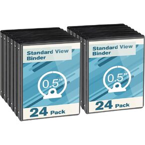 CIXILDTS 0.5-inch Round Ring Binder, Durable 1/2" 3 Ring Binder Fit Letter Size Paper, Black, 24-Pack in Kuwait