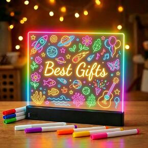 لوحة ملاحظات LED مقاس 16 بوصة مع 8 علامات مسح جافة لألعاب الأطفال، لوحة رسم متوهجة مع 7 ألوان لهدايا الفتيات من سن 5 إلى 12 عامًا، لوحة كتابة مضيئة قابلة لإعادة الشحن مقاس 13 × 10 بوصة، تابلت Lumiboard Doodle in Kuwait