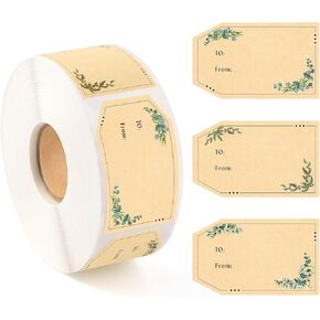 600 PCS Gift Tag Stickers, 1.18" x 2" Brown Kraft to and from Gift Adhesive Labels Christmas Holiday Present Stickers in Saudi Arabia