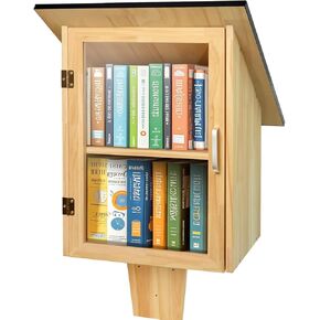 Outdoor Library Book Box, Double Little Library for Sharing Books, DIY Storage Wooden Cabinet Easy Mount for Neighborhoods Community and Schools in Saudi Arabia