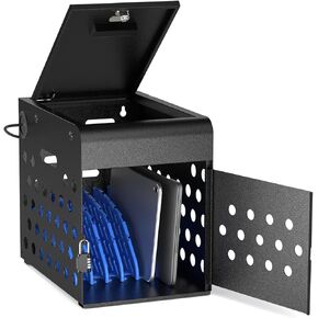 POCHAR 8-Device Chromebook Charging Cabinet for Classroom - Laptop Lock Box for iPad Tablet Fits 14" Screen - Portable Locking Charging Station for Schools, Offices, Hospitals (Black) in Kuwait