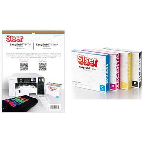 خراطيش حبر التسامي EASYSUBLI من Sawgrass لطابعة SG500 (مجموعة كاملة) مع فينيل النقل الحراري EasySubli HTV - 10 أوراق EasySubli 8.4x11 و10 أوراق قناع EasySubli 8x10 لمستخدمي Siser in Kuwait