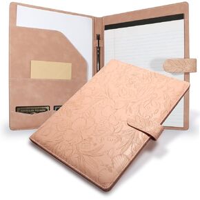 Professional Padfolio Portfolio Binder, Textured Embossing Faux Leather Folder Organizer for Letter Size Legal Pad Notepad Resume, Card Holder for Women Men Business Office Conference (Green) in Saudi Arabia