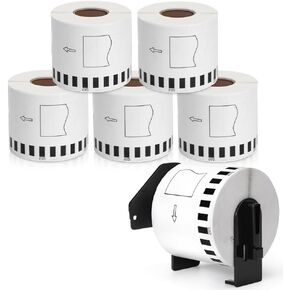 MarkDomain - DK-2205 (2.4" X 100 Ft.) Continuous Labels Paper Tape Compatible Brother DK 2205 dk2205 (62mm x 30.4m) Label Use with Brother QL-700 QL810W QL-820NWB Label Printers - 6 Rolls + 1 Frame in Saudi Arabia