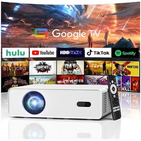 4K Smart Projector, Native 1080P Full HD Projector with Google TV 1000 ANSI Lumens Auto Focus Keystone Correction WiFi Bluetooth Portable Home Theater Projector for Outdoor Bedroom Movie in Saudi Arabia