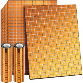 Self-adhesive Mirrors Mosaic Tiles Mirror Tiles Self Adhesive Disco Mirror Tiles Craft Mirror Tiles Mirror Mosaic Tiles Mosaic Tiles Mirror for DIY, 5 x 5 mm (Rose Gold, 7200 Pieces) in Kuwait