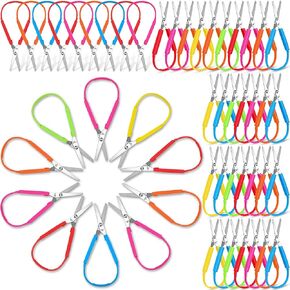 10 Packs Loop Scissors Colorful Grip Scissors for Kids and Teens 5.5 Inches Self Adaptive Opening Handles Grip Scissors Right and Lefty Support Cutting Scissors for Special Needs, 6 Colors in Kuwait