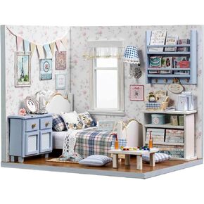 Spilay Dollhouse DIY Miniature Wooden Furniture Kit,Mini Handmade Doll House with LED,1:24 Scale Creative Woodcrafts Gift for Adult Friend in Kuwait