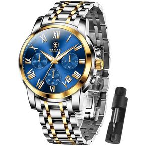 Stainless Steel Mens Watches with Day Date Quartz Analog Large Face Classic Watch Arabic Numerals Dress Luminous Rlojes para Hombres in Saudi Arabia