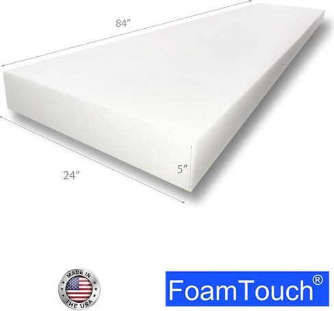 5" x 24" x 84" Upholstery Foam Cushion High Density Standard (Seat Replacement, Upholstery Sheet, Foam Padding) in Kuwait