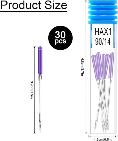 30pcs 90/14 Prevent Skipped Stiches Ball Point Sewing Machine Needles, Universal Sewing Machine Needles for Knit Fabric,Compatible with Home Sewing Machine in Saudi Arabia