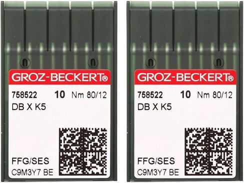 Skysewing 20 قطعة 758522 80/12 إبر تطريز Groz-Beckert DBXK5 مع طلاء الكروم نقطة FFG/SES، مناسبة لآلة التطريز المحوسبة الصناعية Tajima Barudan SWF Zsk in Kuwait