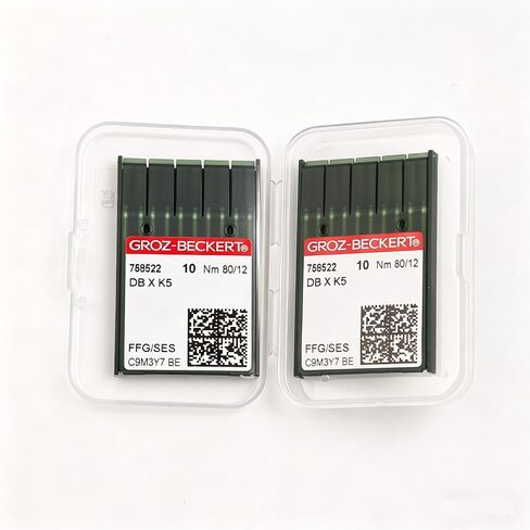 Skysewing 20 قطعة 758522 80/12 إبر تطريز Groz-Beckert DBXK5 مع طلاء الكروم نقطة FFG/SES، مناسبة لآلة التطريز المحوسبة الصناعية Tajima Barudan SWF Zsk in Kuwait
