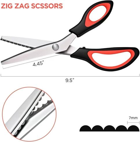 Pinking Shears，Pinking Shears Scissors for Fabric, Zig Zag Craft Scissors Decorative Edge, （Scalloped 7mm） for Fabric Cutting. in Kuwait
