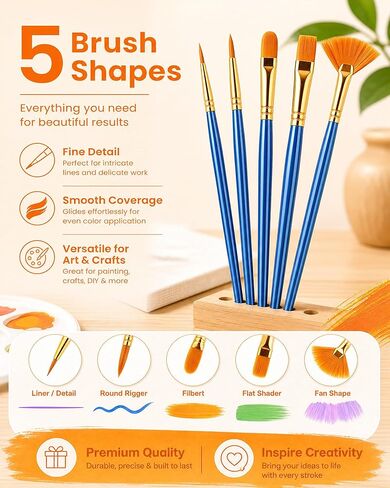 Paint Brushes Set, 6 Pack 72 Pcs Round Pointed Tip Artist Paintbrushes for Acrylic Painting Oil Watercolor Oil Watercolor & Miniature Painting, Suitable for Kids & Adults，Blue in Saudi Arabia