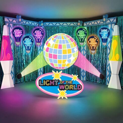 Sabary 16 Pcs VBS 2026 Light Bulb Cutouts Illumination Decorations 7.8x12.2 Inch Christian Jesus Neon Light Bulb Paper Cutout Set for VBS Church Decorations Bulletin Board Craft Classroom Wall Decor in Saudi Arabia