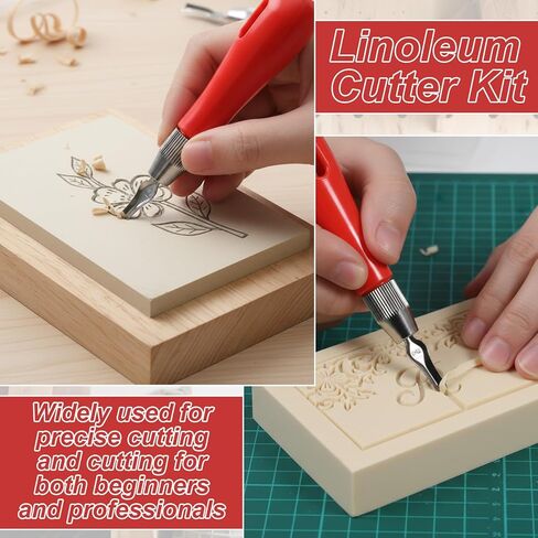 مجموعة نحت لينوكوت، أدوات قطع مشمع، أدوات نحت كرات السرعة مع 6 شفرات لطباعة الكتل، وصناعة الطوابع، والنحت والطباعة بنفسك in Kuwait